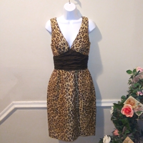 Nicole Bakti Dresses & Skirts - Vintage 90's Nicole Bakti Sexy Leopard Print Silk Brocade Cocktail Dress